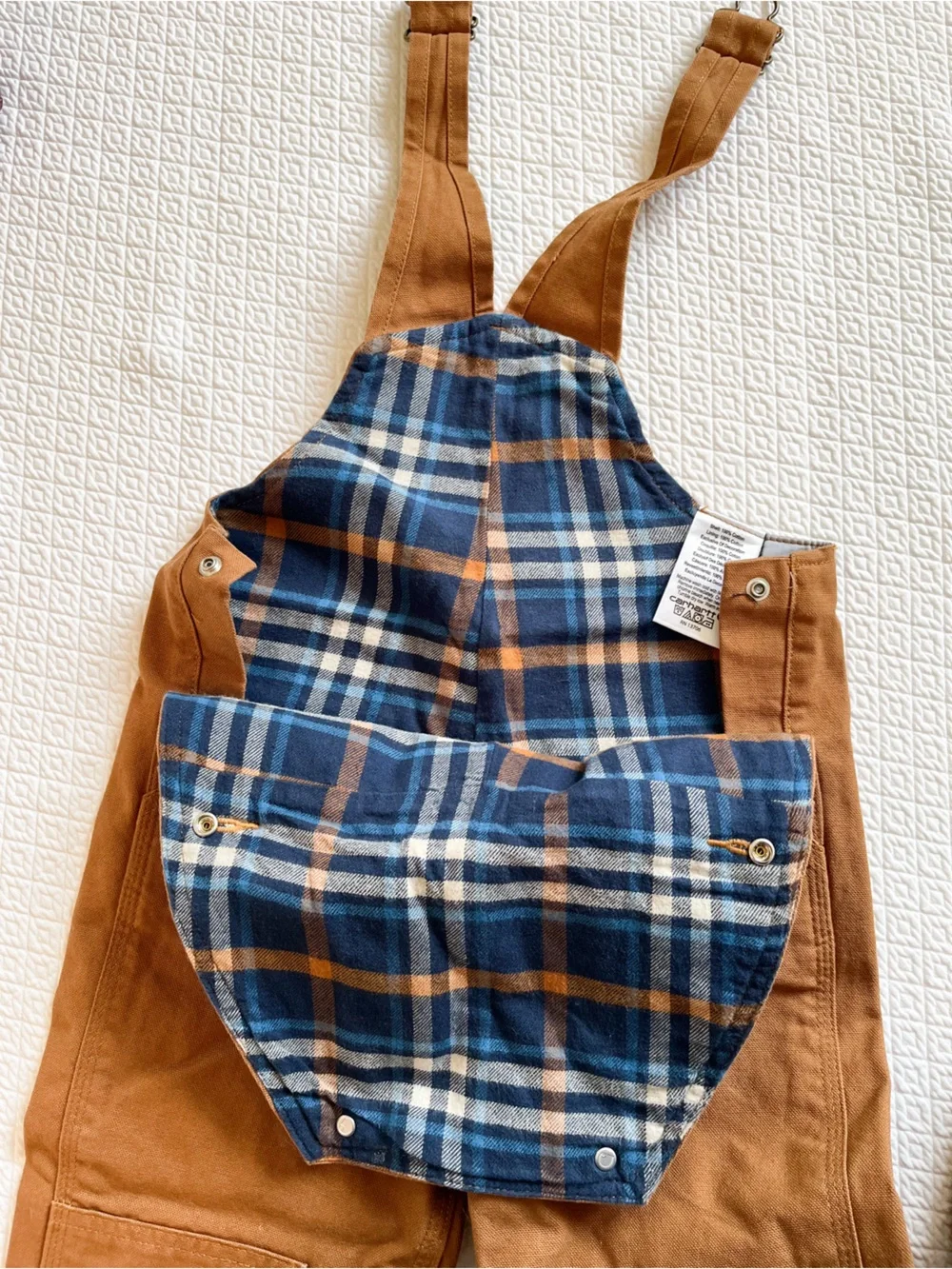 Carhartt Toddler Flannel-Lined Canvas Overalls Size 3T - Picture 7 of 9